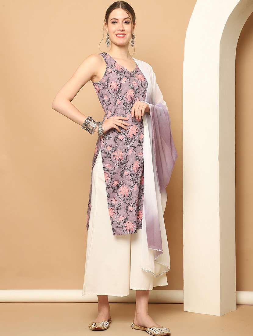 women printed sleeveless kurta palazzo set - 21525012 -  Standard Image - 1