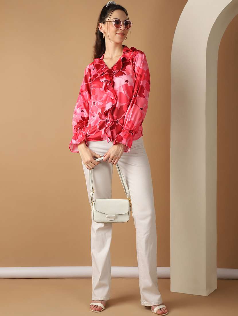 women red floral printed regular top - 21525031 -  Standard Image - 4