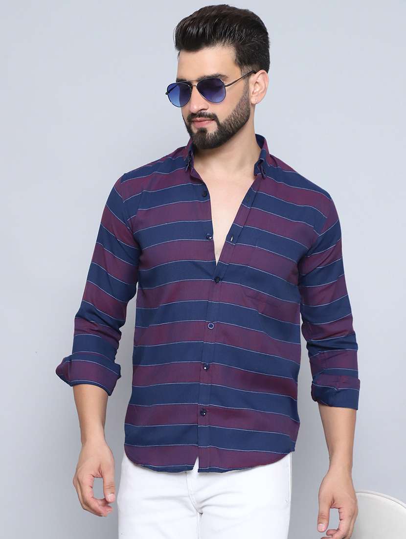 men collared stripes casual shirt - 21525032 -  Zoom Image - 0