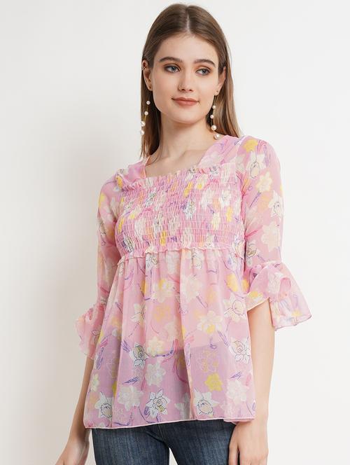 women floral printed square neck peplum top - 21525041 -  Standard Image - 0
