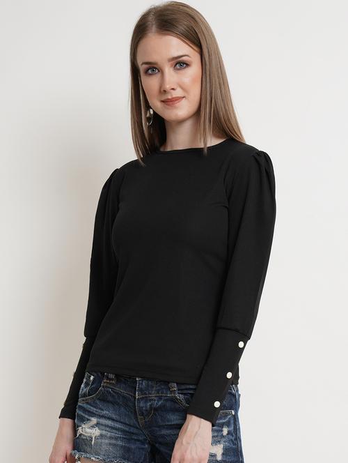 women solid round neck top - 21525044 - Standard Image - 0