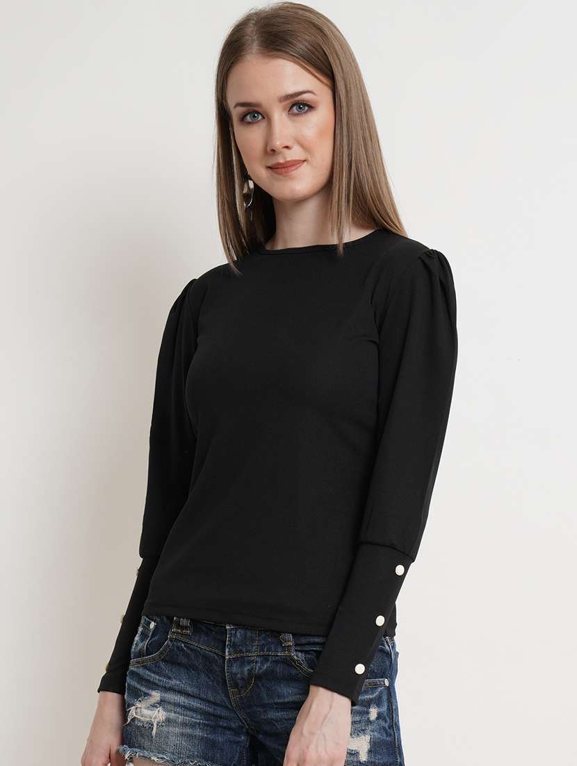women solid round neck top - 21525044 - Zoom Image - 0