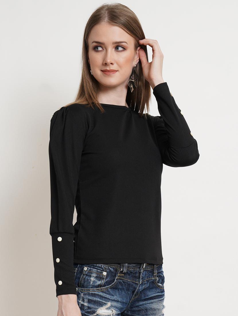 women solid round neck top - 21525044 - Standard Image - 1
