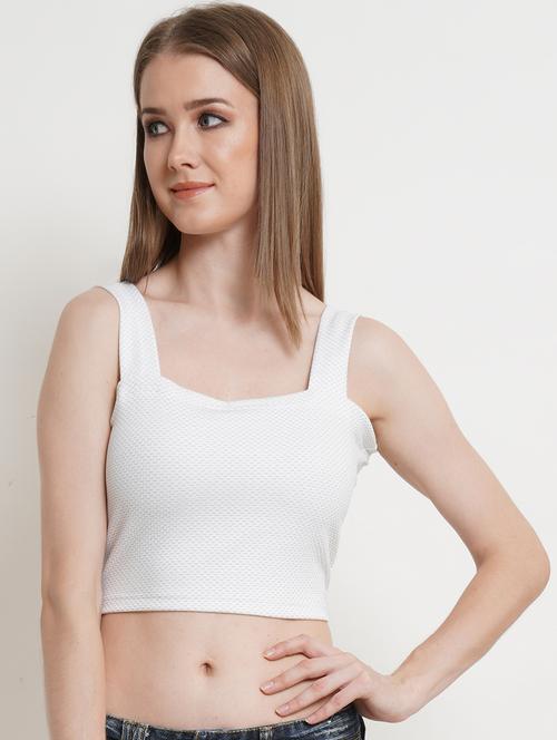 women solid sleeveless crop top - 21525047 - Standard Image - 0