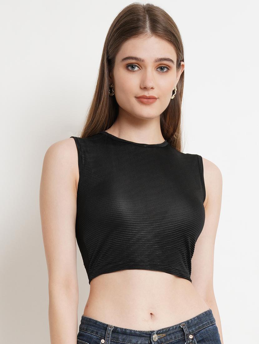 women self design sleeveless crop top - 21525048 - Zoom Image - 0