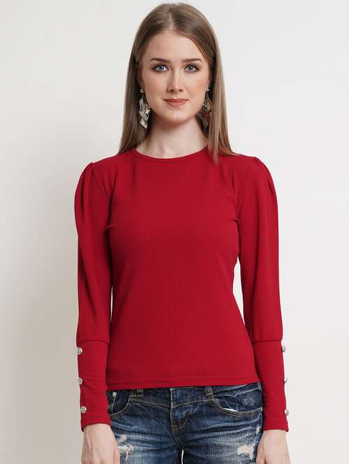 women solid round neck top - 21525050 -  Standard Image - 0