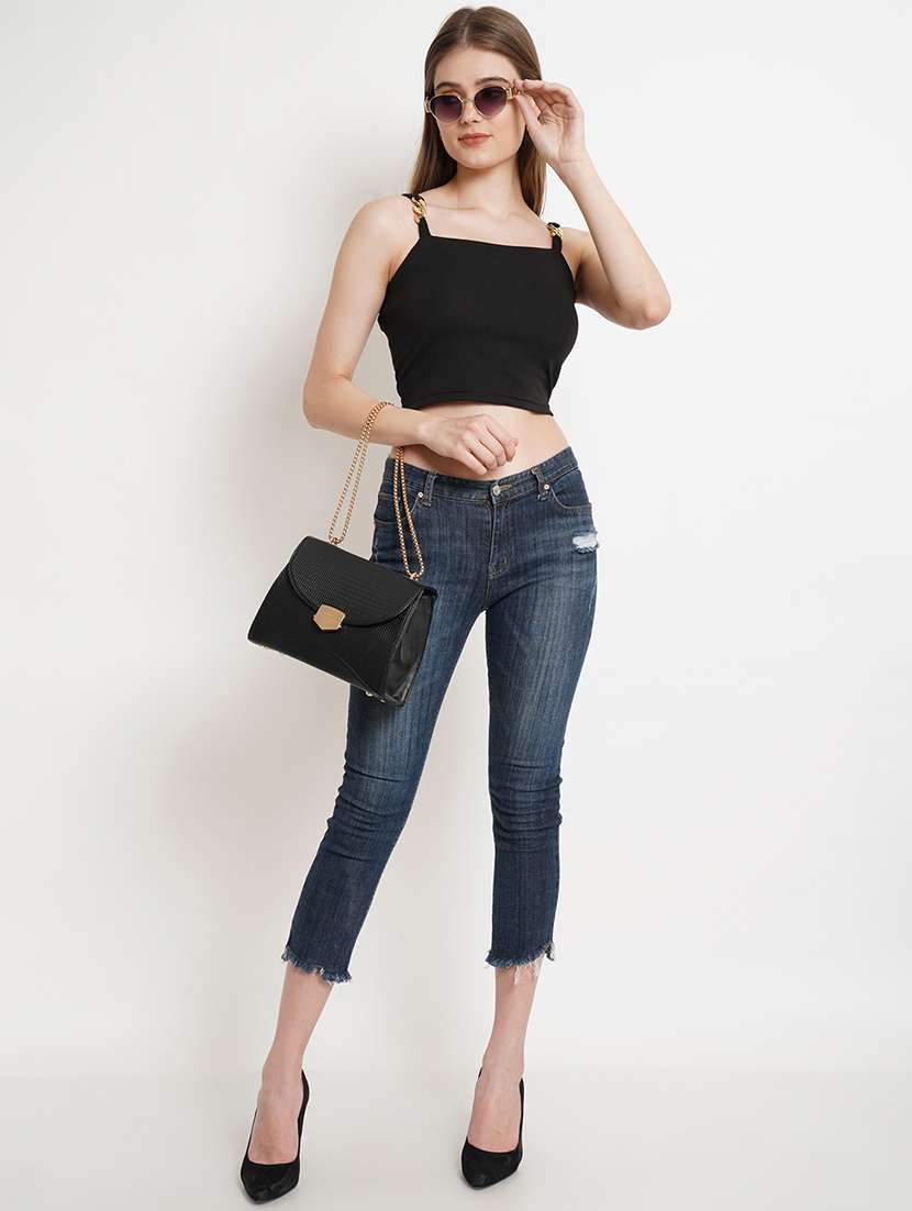 women solid sleeveless crop top - 21525062 -  Standard Image - 4