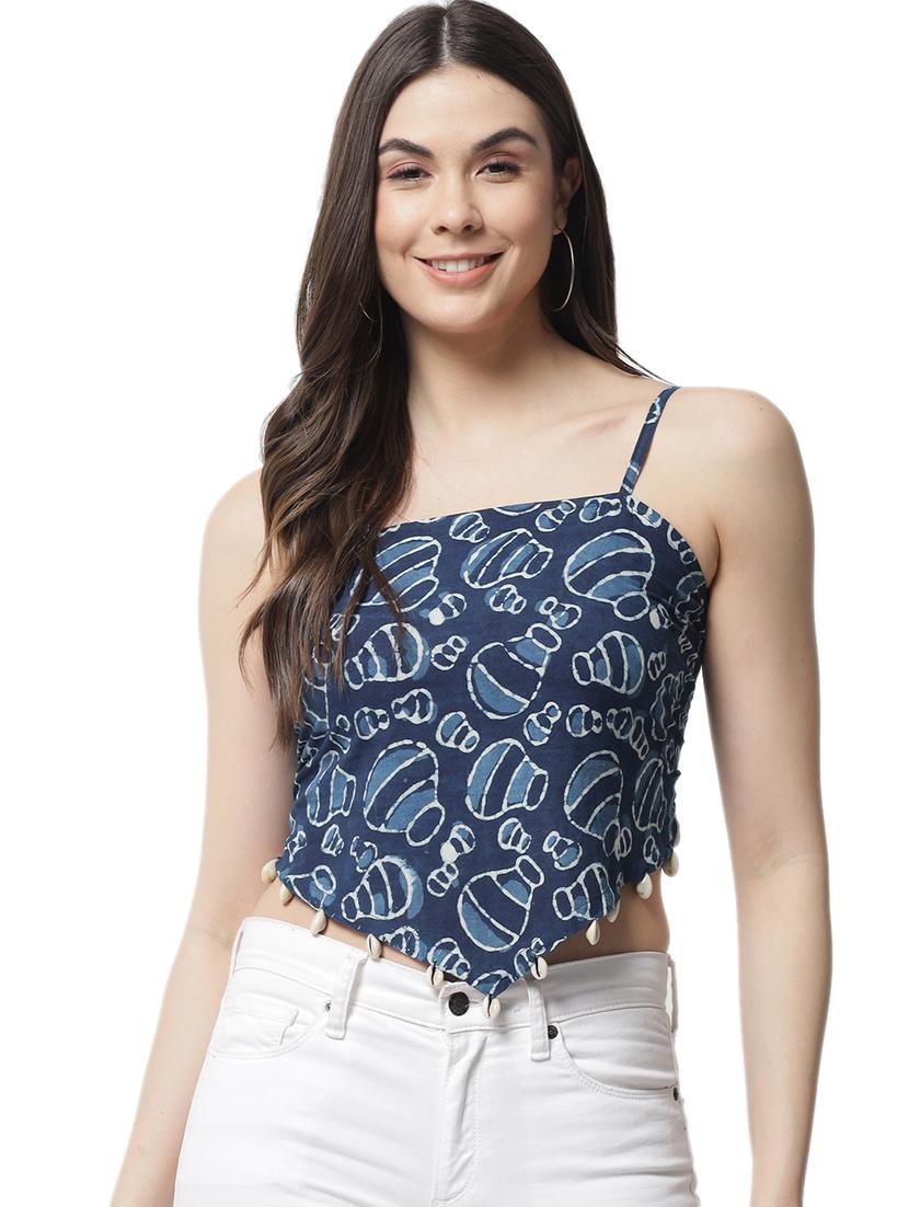 women printed sleeveless crop top - 21525069 - Zoom Image - 0