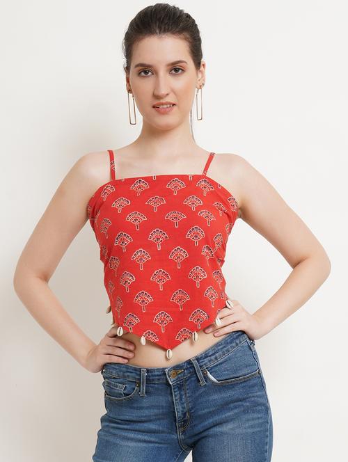 women printed sleeveless asymmetric top - 21525092 -  Standard Image - 0