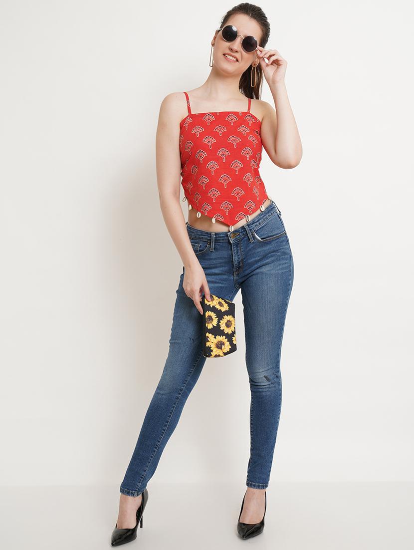 women printed sleeveless asymmetric top - 21525092 - Standard Image - 4