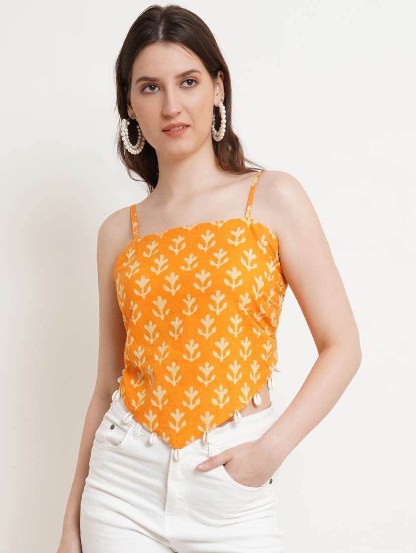 women printed sleeveless asymmetric top - 21525093 - Zoom Image - 0