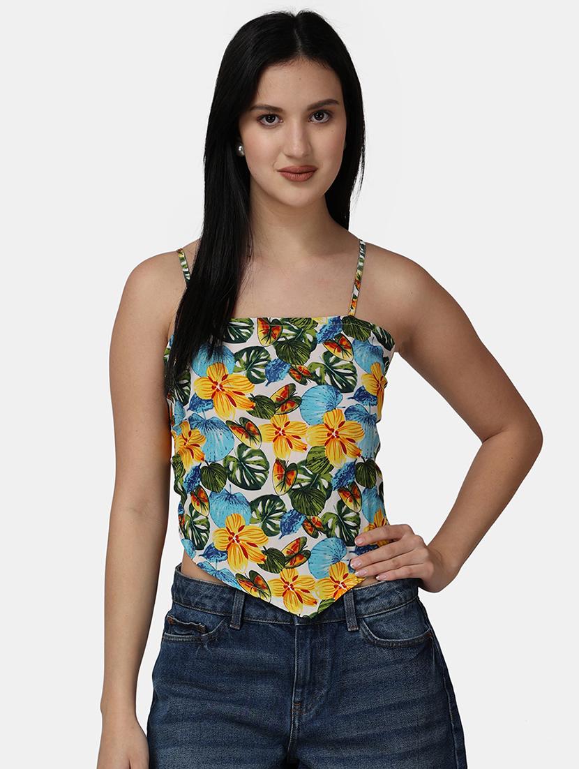 women printed sleeveless asymmetric top - 21525110 - Zoom Image - 0