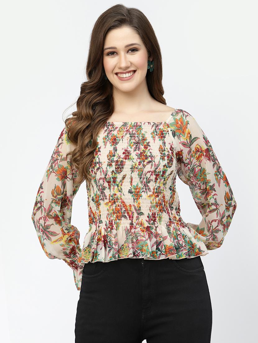 women floral printed long sleeves top - 21525125 - Standard Image - 1