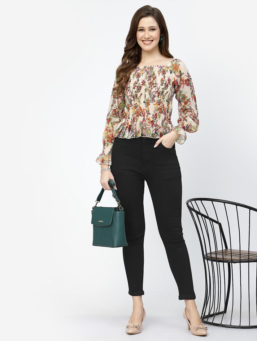 women floral printed long sleeves top - 21525125 - Standard Image - 4