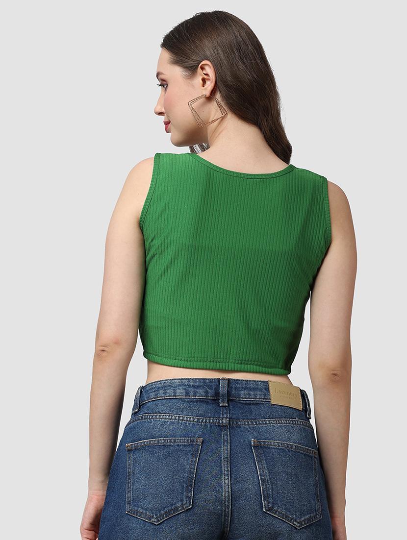 women solid round neck crop top - 21525126 - Standard Image - 4