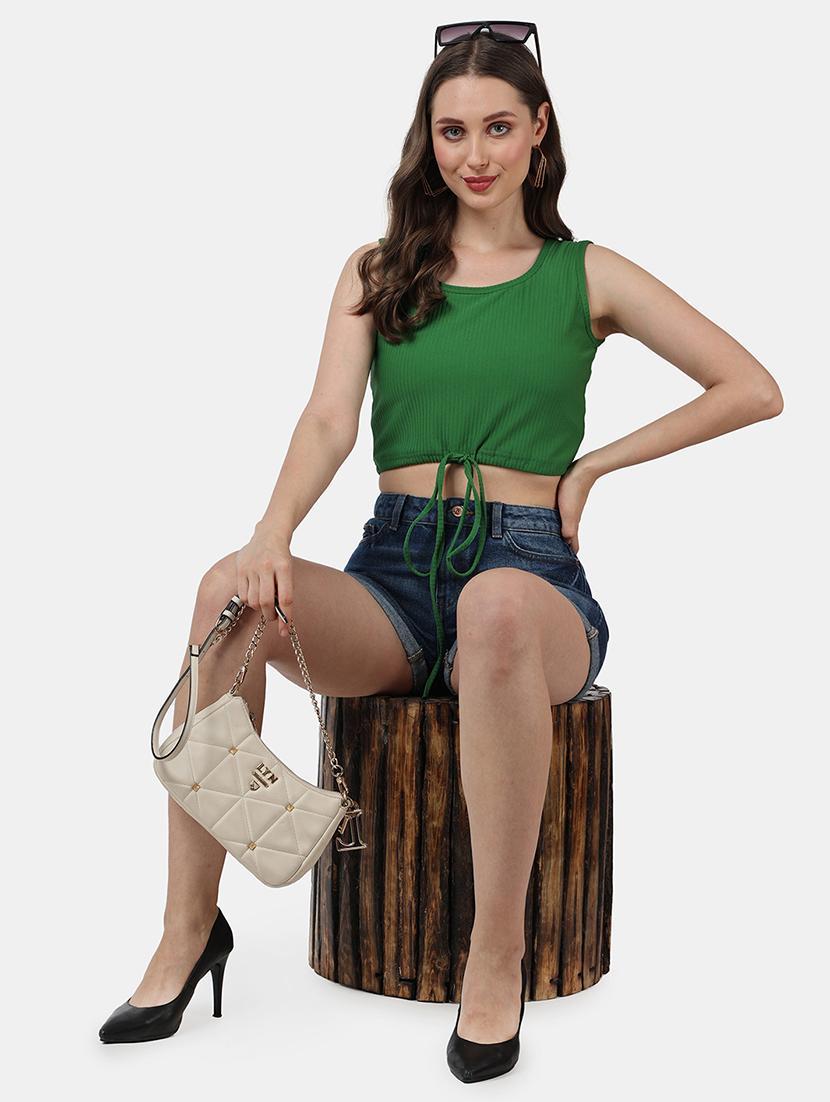 women solid round neck crop top - 21525126 - Standard Image - 6
