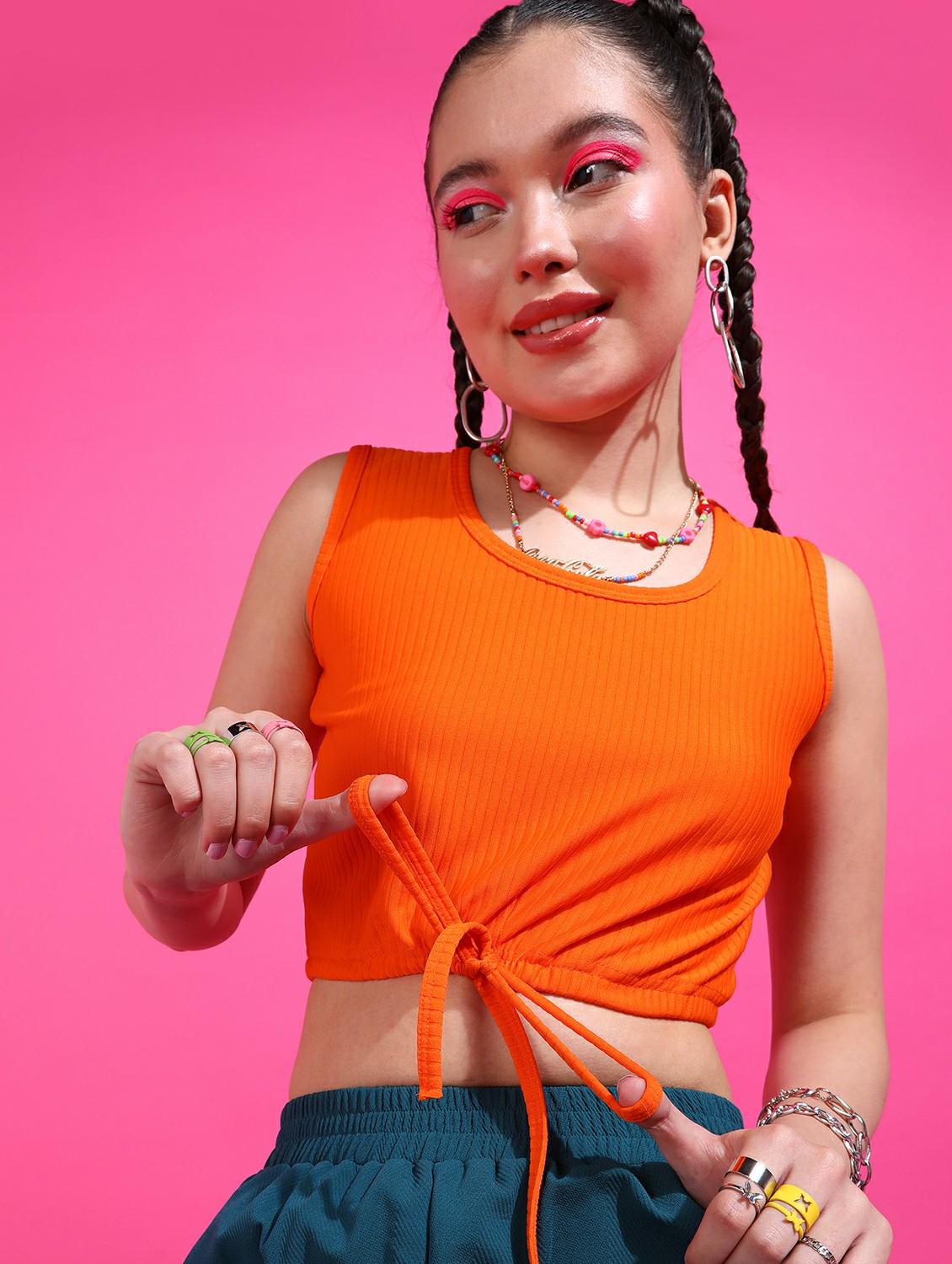 women solid sleeveless crop top - 21525154 - Zoom Image - 0