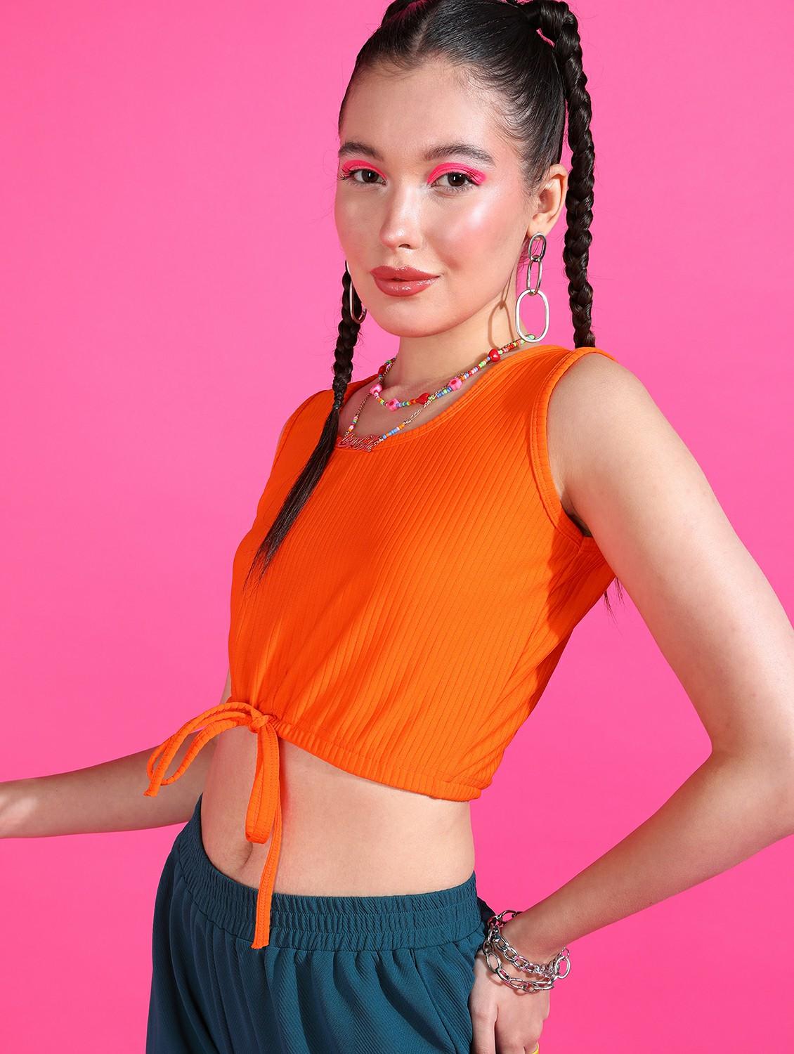 women solid sleeveless crop top - 21525154 - Standard Image - 1