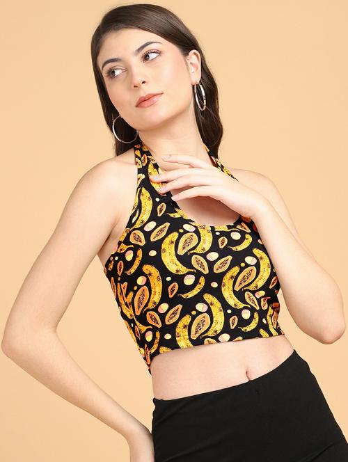 women printed sleeveless crop top - 21525169 - Standard Image - 0
