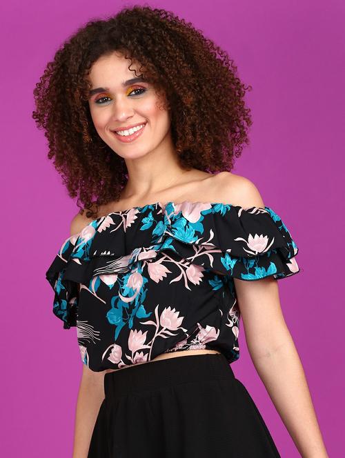 women floral printed off shoulder crop top - 21525178 -  Standard Image - 0