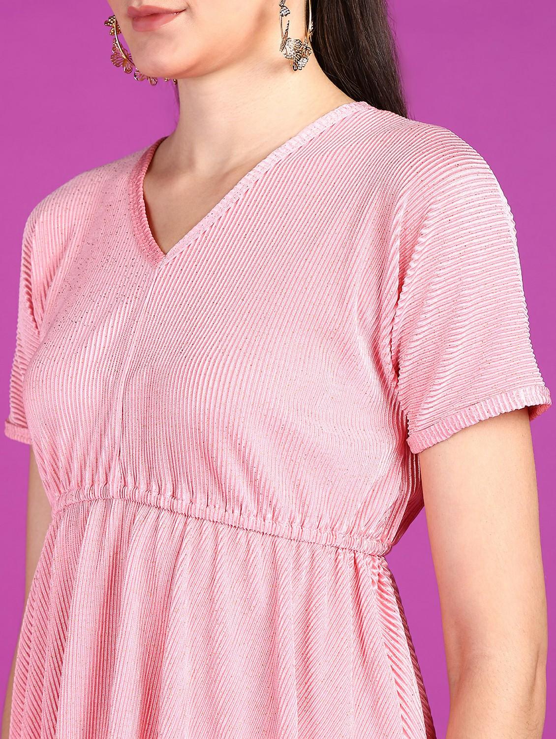 women self design v neck peplum top - 21525181 - Standard Image - 4