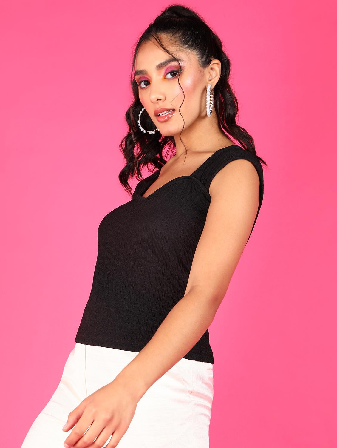 women solid sleeveless straight top - 21525193 - Standard Image - 1