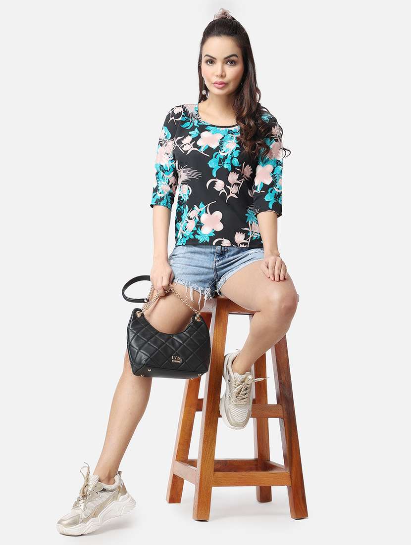 women floral print round neck top - 21525223 - Standard Image - 4