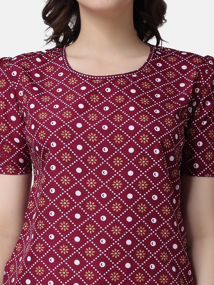 women printed round neck puff sleves op - 21525226 - Standard Image - 6