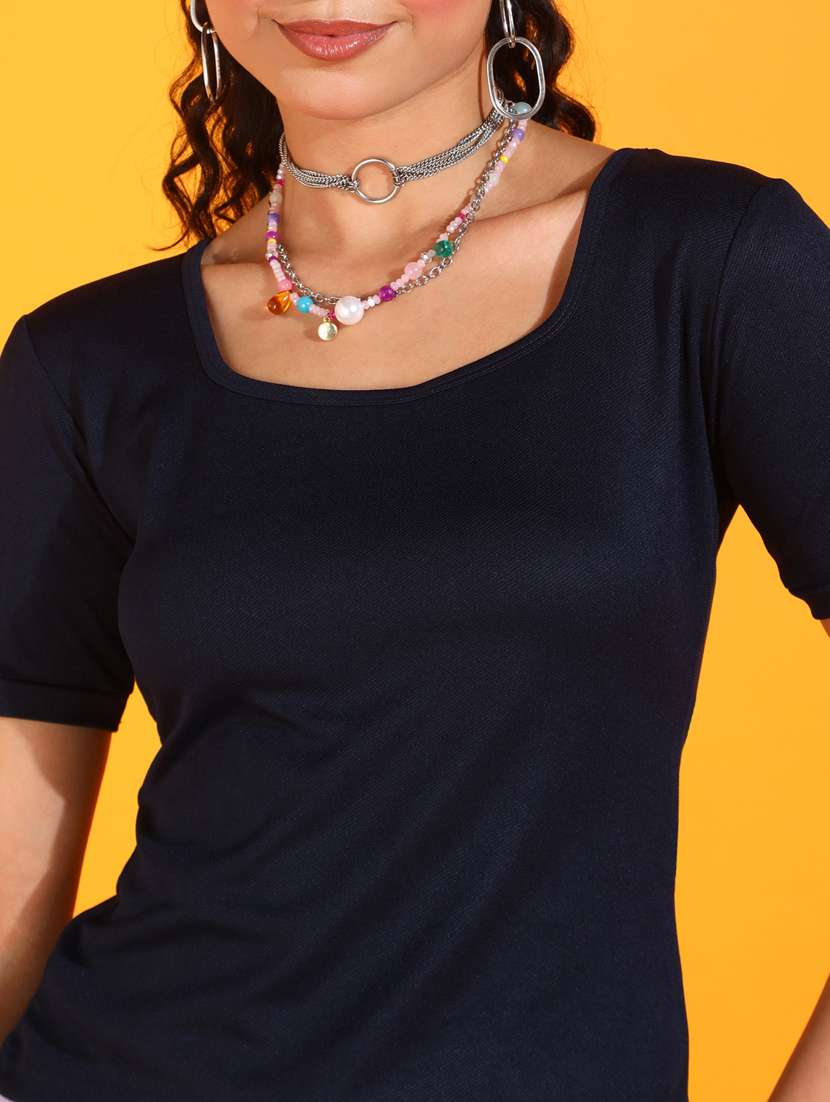 women solid short sleeves top - 21525236 - Standard Image - 4