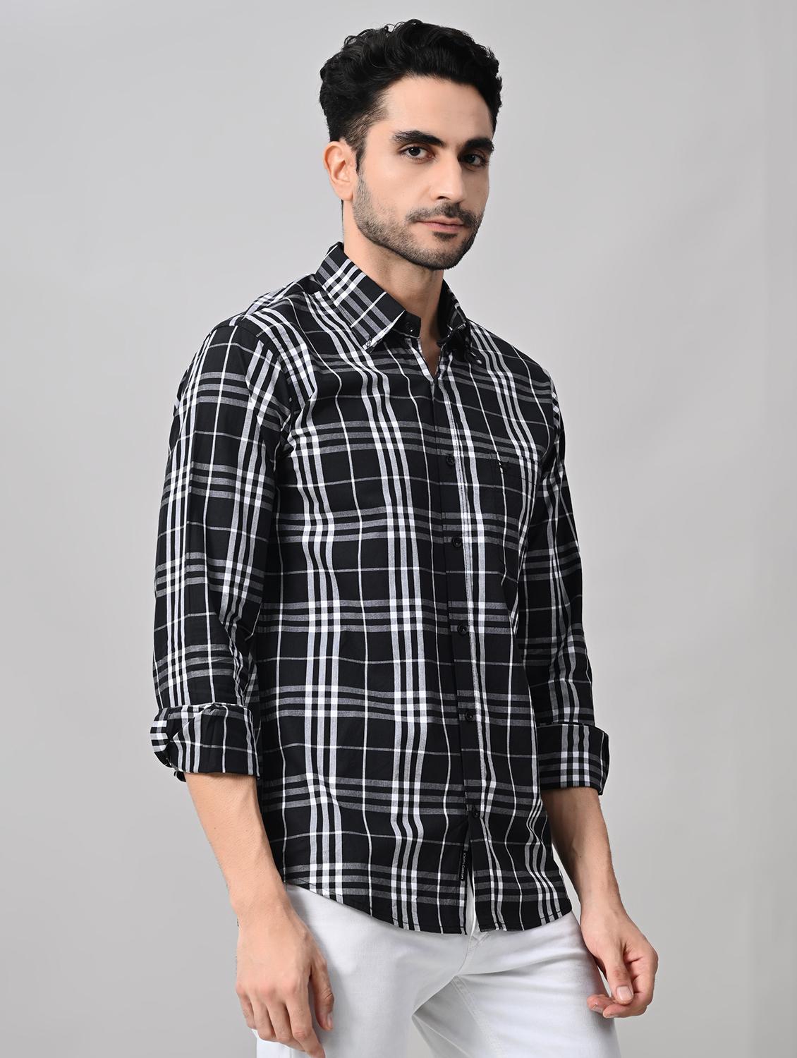 men black checkered casual shirt - 21525253 - Standard Image - 1