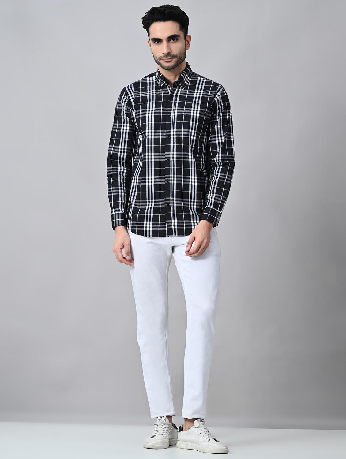 men black checkered casual shirt - 21525253 - Standard Image - 4