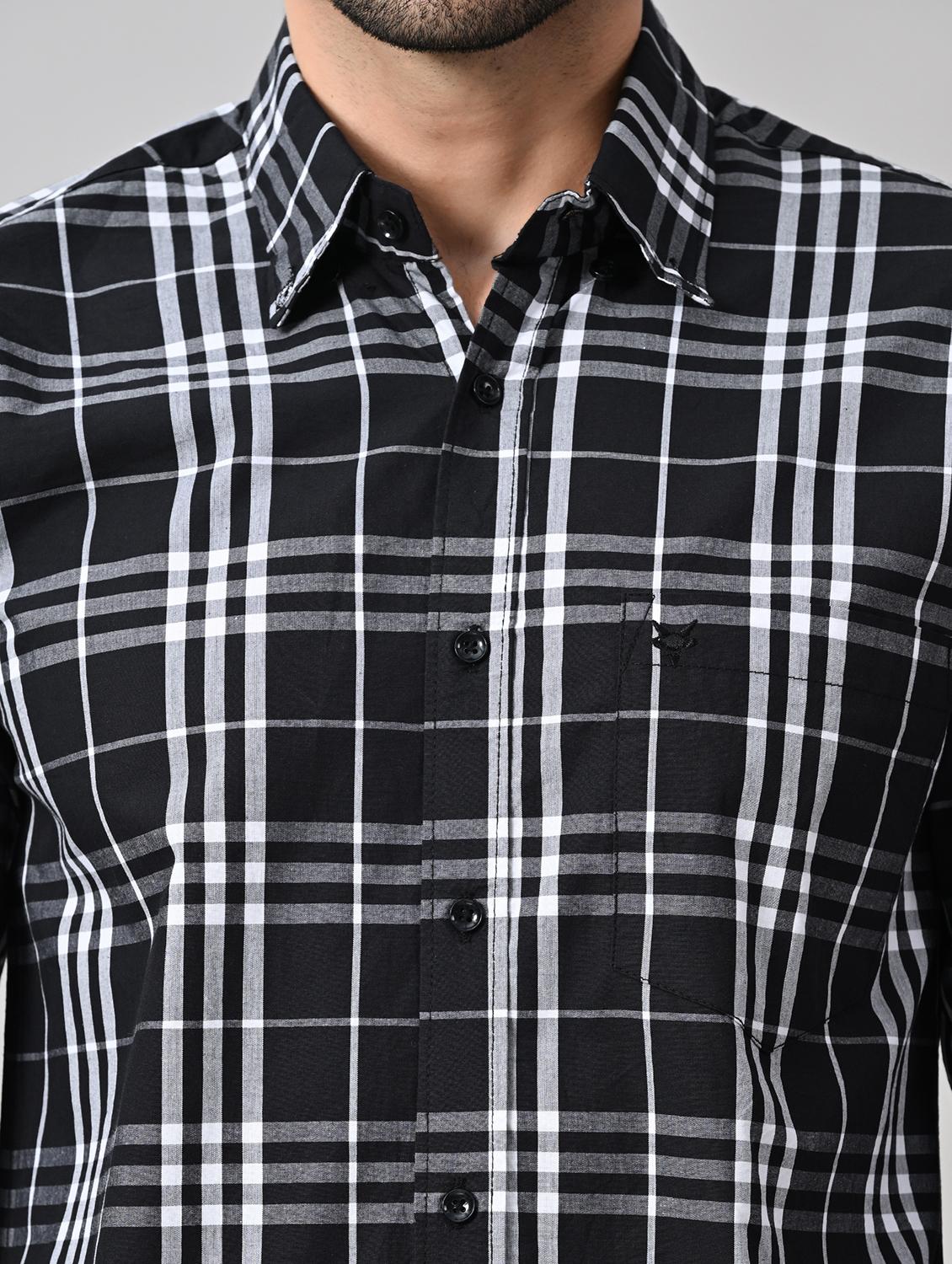 men black checkered casual shirt - 21525253 - Standard Image - 6