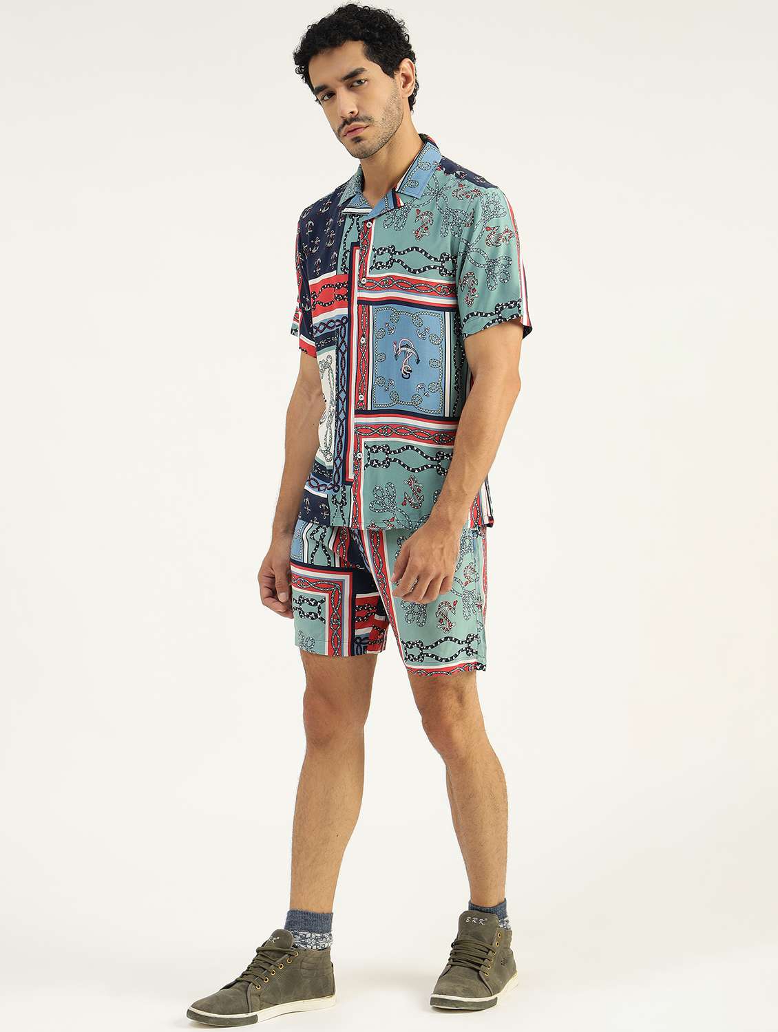 men blue printed co-ord sets - 21525290 -  Standard Image - 1