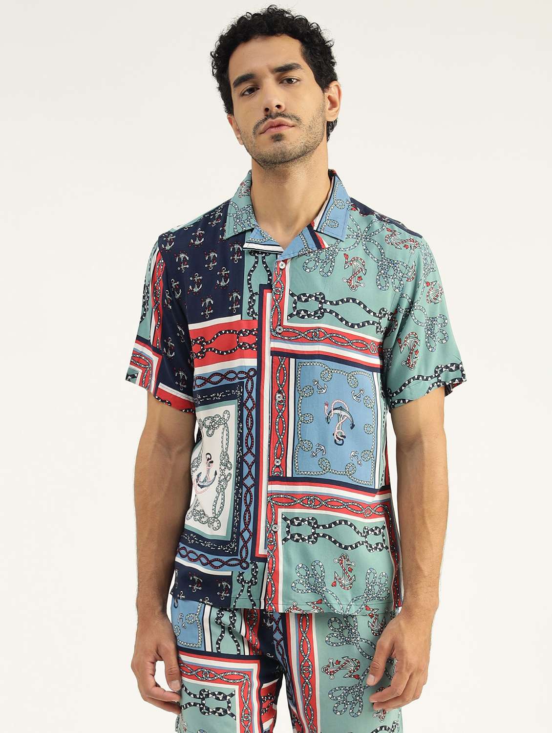 men blue printed co-ord sets - 21525290 -  Standard Image - 4