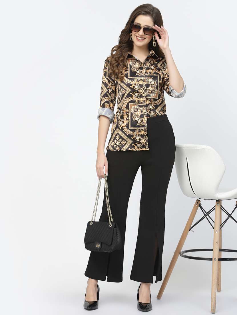 women printed collared long sleeves shirt - 21525737 - Standard Image - 4