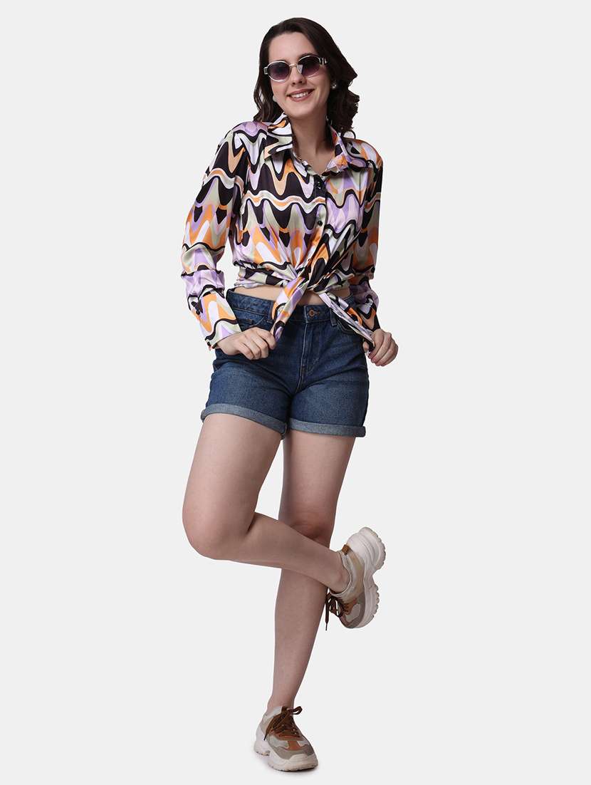 women printed collared long sleeves shirt - 21525741 - Standard Image - 4