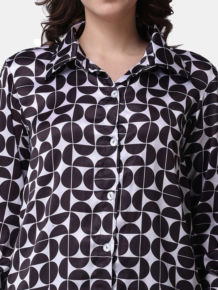 women printed collared long sleeves shirt - 21525742 - Standard Image - 4