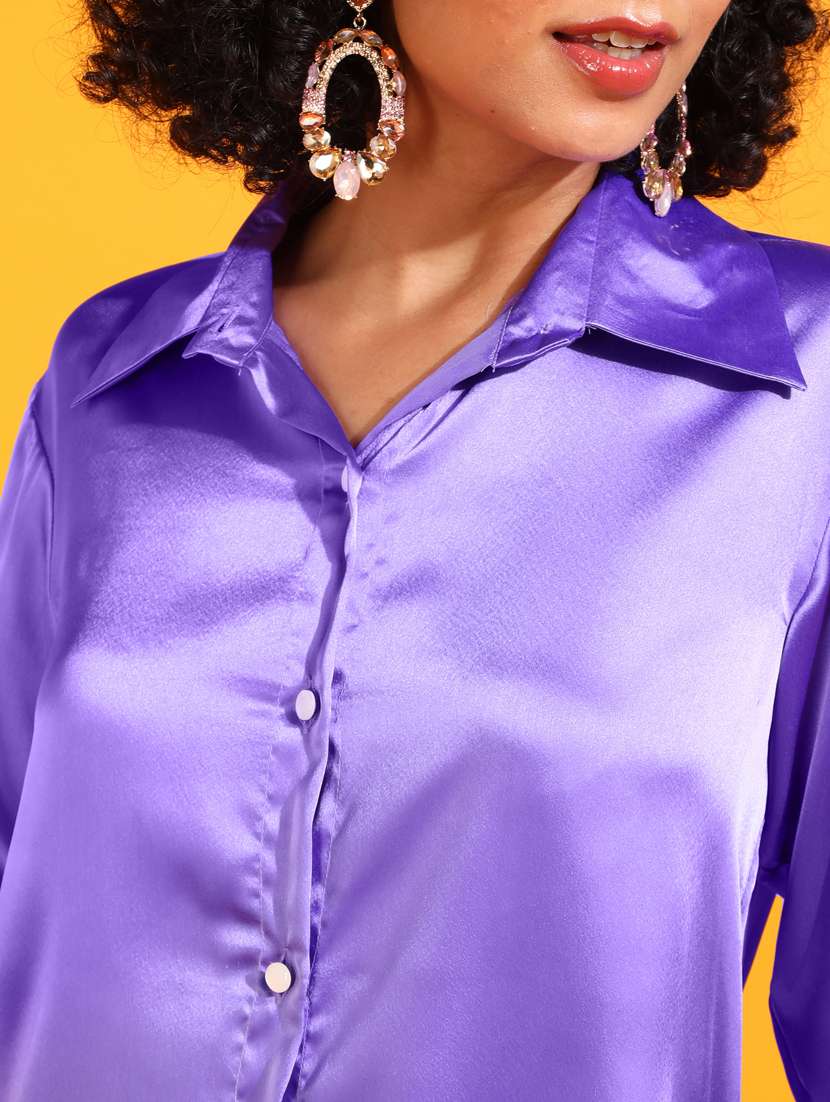 women solid collared long sleeves shirt - 21525749 -  Standard Image - 4