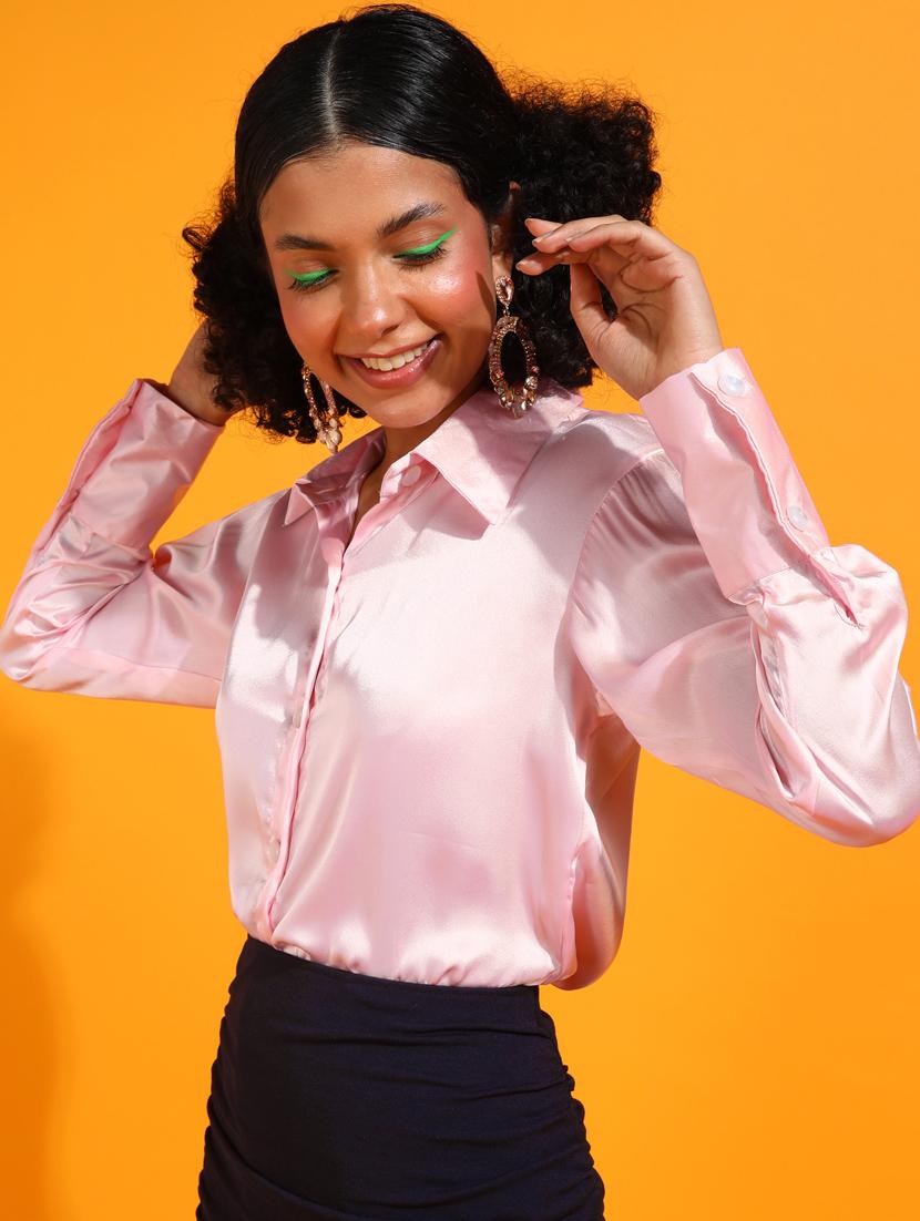 women solid collared long sleeves shirt - 21525751 -  Standard Image - 1