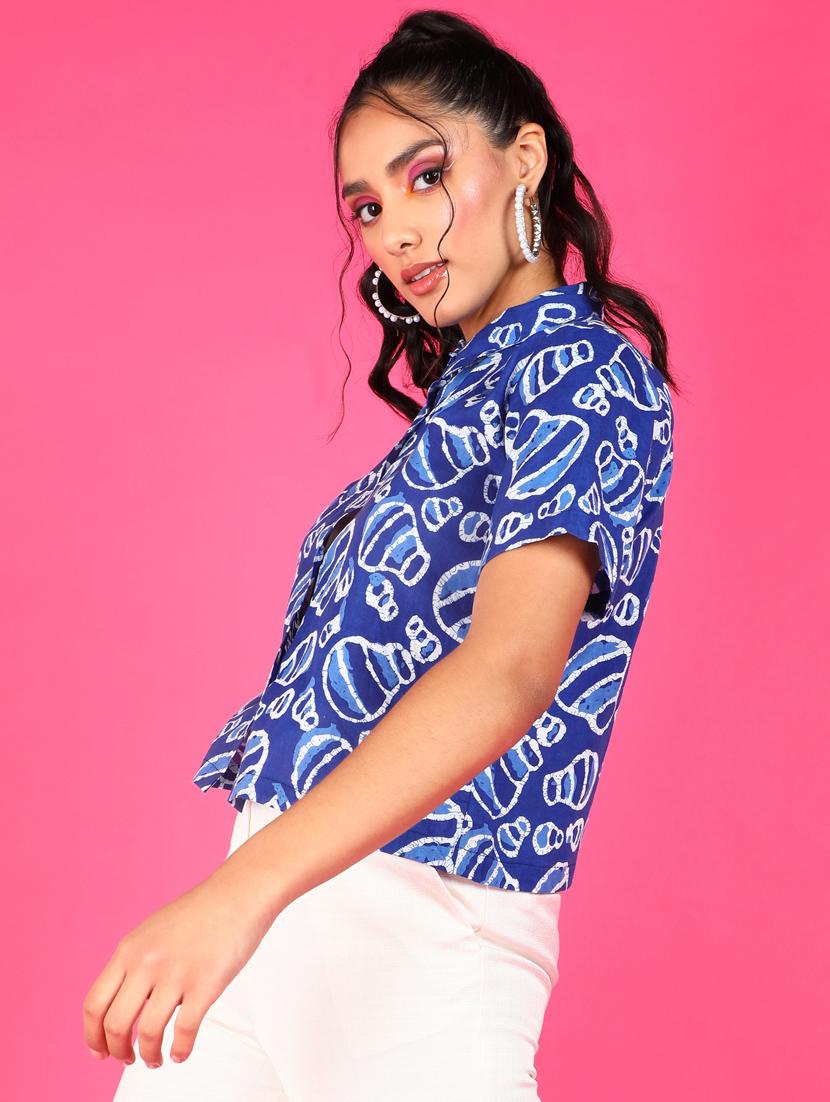 women printed collared short sleeves shirt - 21525757 -  Standard Image - 1
