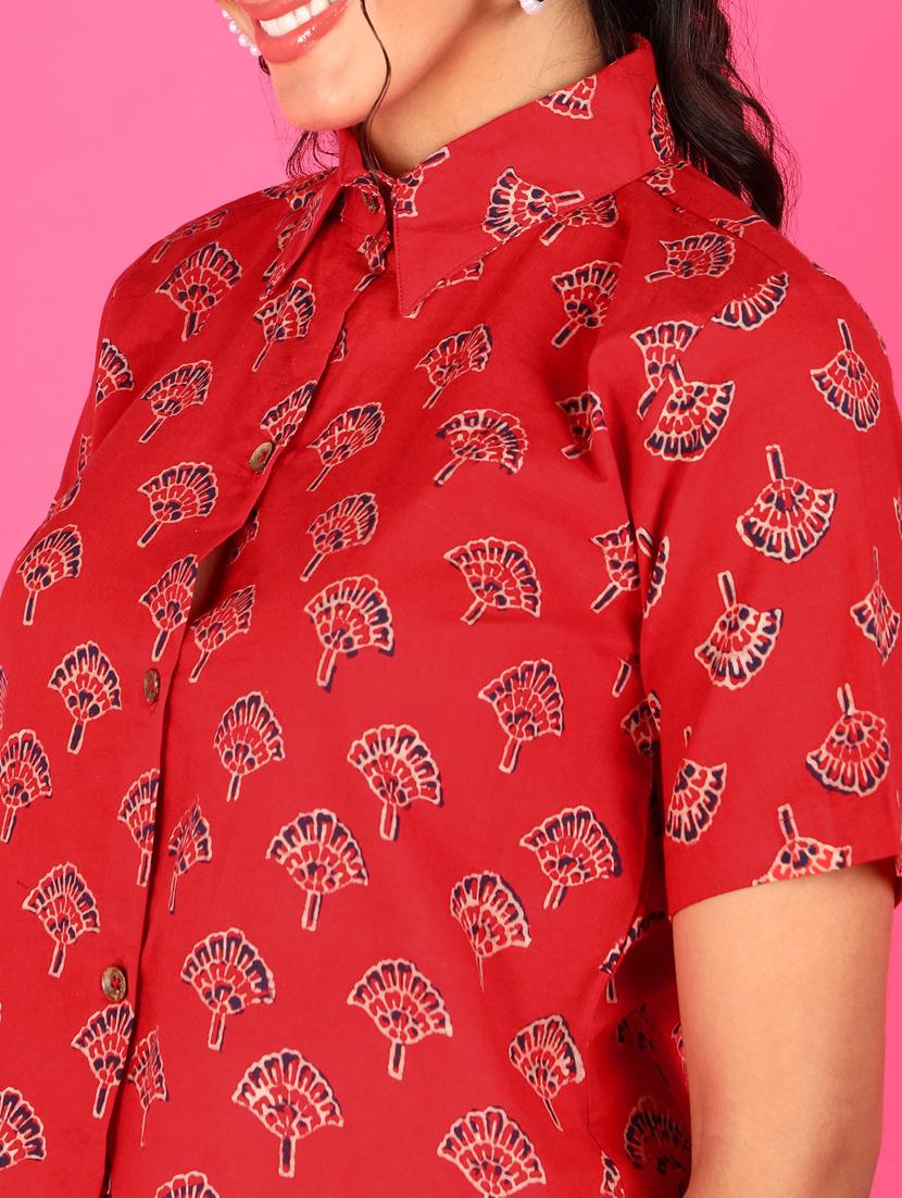 women printed collared short sleeves shirt - 21525758 - Standard Image - 4