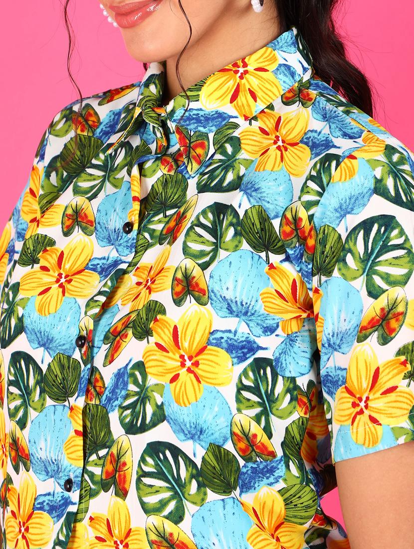 women printed collared short sleeves shirt - 21525763 - Standard Image - 4