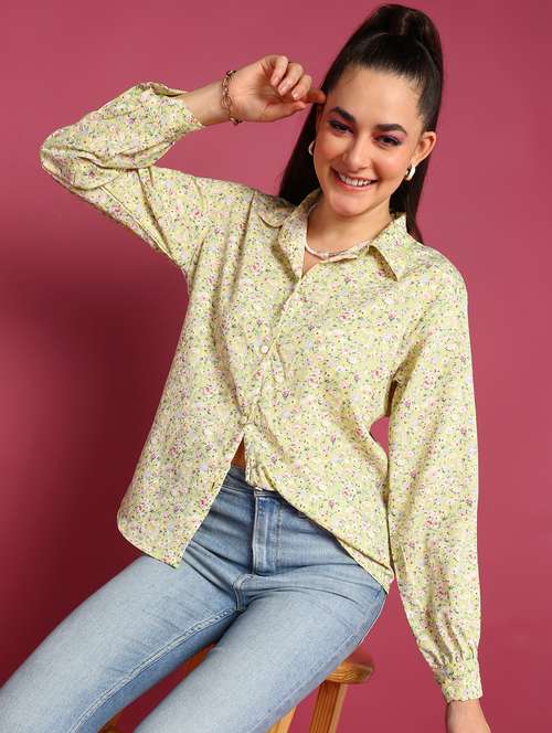 women printed collared long sleeves shirt - 21525768 -  Standard Image - 0