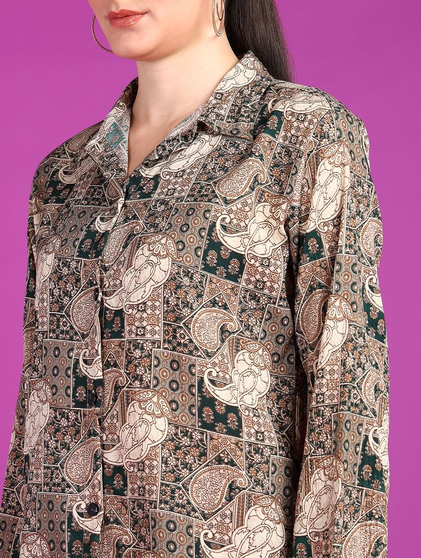 women printed collared long sleeves shirt - 21525769 - Standard Image - 4