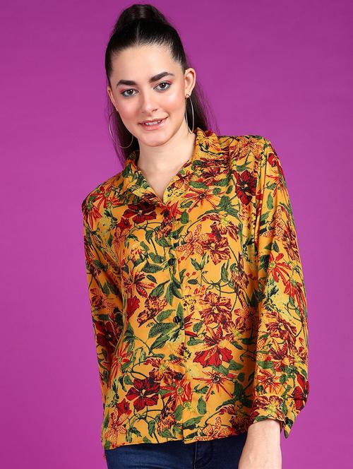 women printed collared long sleeves shirt - 21525771 -  Standard Image - 0