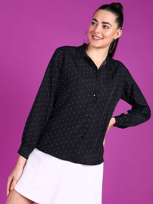 women printed collared long sleeves shirt - 21525780 -  Standard Image - 0