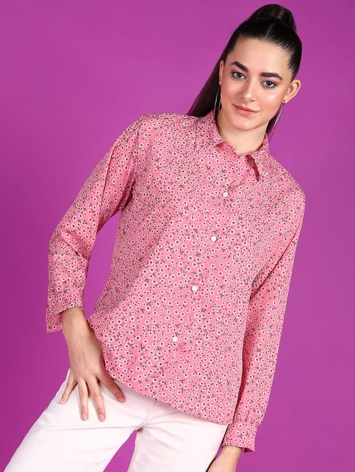 women printed collared long sleeves shirt - 21525782 - Standard Image - 0