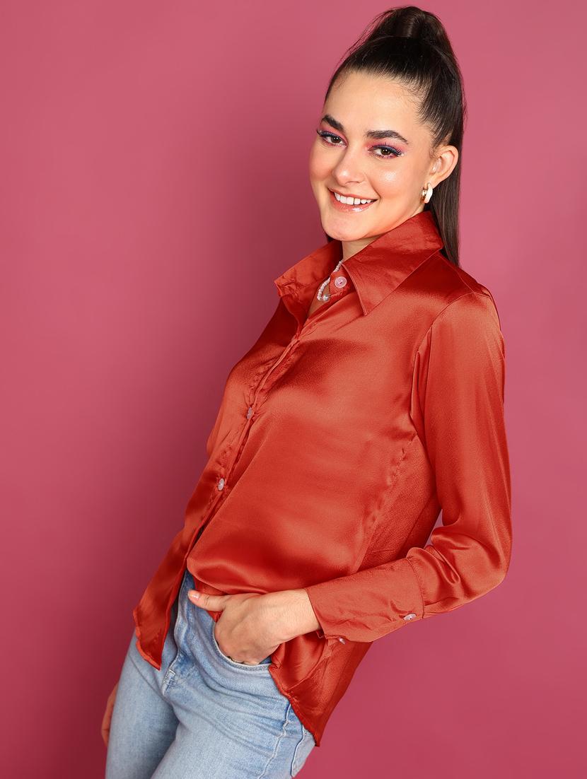 women satin regular solid shirt  - 21525792 -  Standard Image - 1