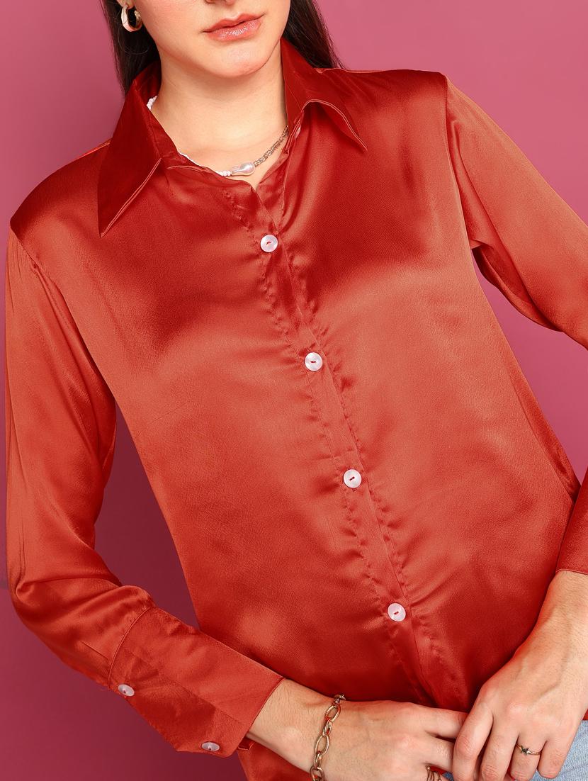 women satin regular solid shirt - 21525792 - Standard Image - 4