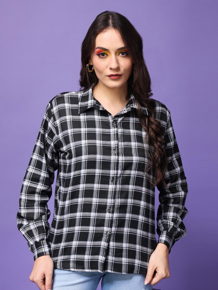 women checkered collared long sleeves shirt - 21525795 - Zoom Image - 0